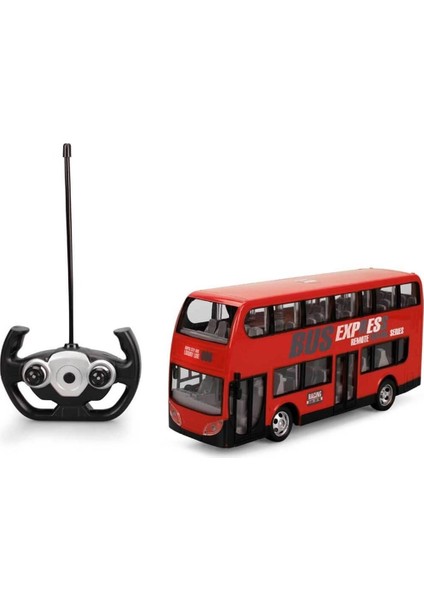 Uzaktan Kumandalı Işıklı Çift Katlı Otobüs Kırmızı