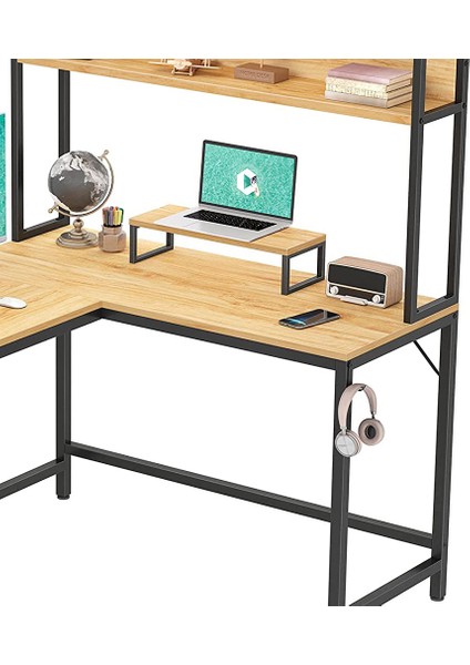 Metal Ahşap Natural Monitör Yükseltici Stand