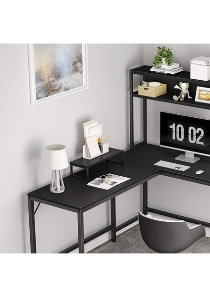 Metal Ahşap Monitör Yükseltici Stand Siyah
