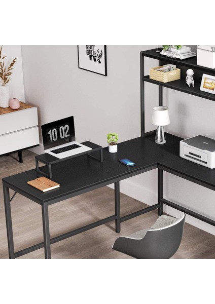 Metal Ahşap Monitör Yükseltici Stand Siyah