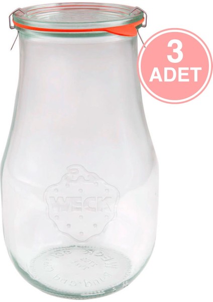 2700 ml Lale Cam Saklama Kavanozu 3 Adet