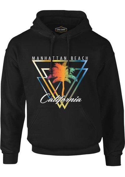 California Beach Siyah Erkek Fermuarsız Kapşonlu