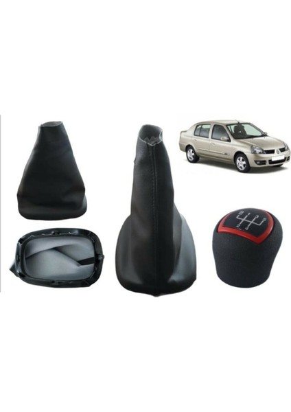 Renault Clio 2 Sedan Vites Körüğü ve Vites Topuzu Takım Kırmızı Cam Kapak