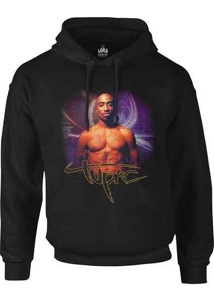 2 Pac Siyah Erkek Fermuarsız Kapşonlu