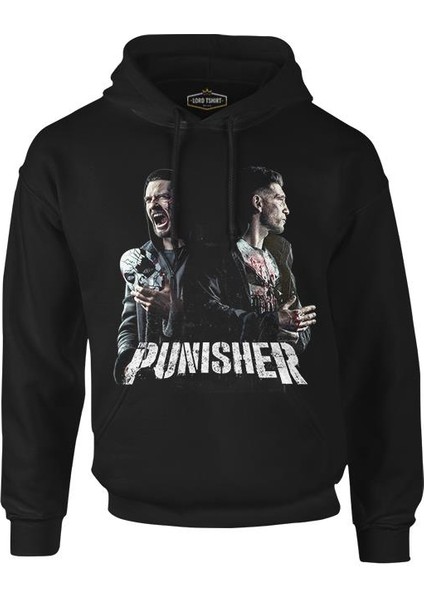 Punisher - Fight Siyah Erkek Fermuarsız Kapşonlu