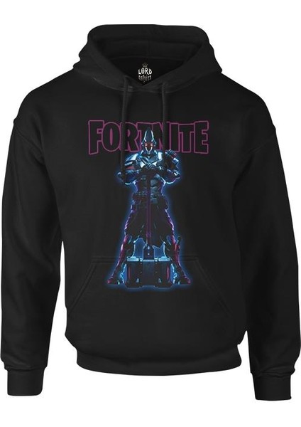 Fortnite - x Knight Siyah Erkek Fermuarsız Kapşonlu