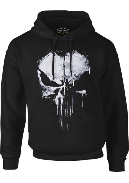 Punisher - Logo Punch Siyah Erkek Fermuarsız Kapşonlu