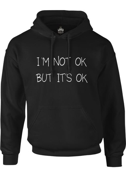 Not Ok But Ok Siyah Erkek Fermuarsız Kapşonlu