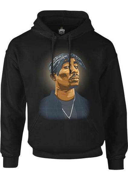 Tupac Shakur - Necklace Siyah Erkek Fermuarsız Kapşonlu