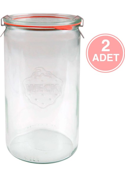 1590 ml. Silindir Cam Saklama Kavanozu 2 Adet