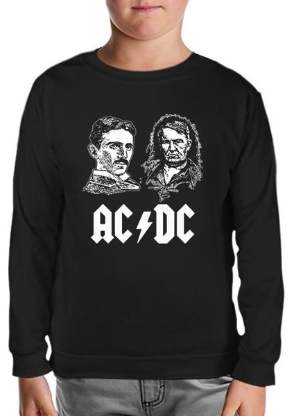 Ac Tesla Vs. Dc Edison Siyah Çocuk Sweatshirt