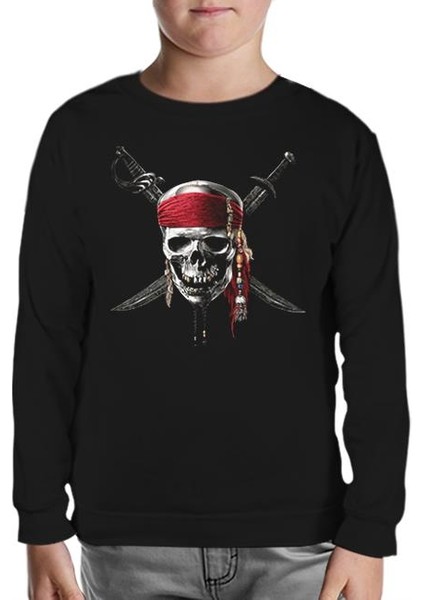 Pirates Of Caribbean Kurukafa Siyah Çocuk Sweatshirt