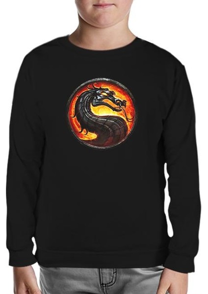 Mortal Combat Logo Siyah Çocuk Sweatshirt