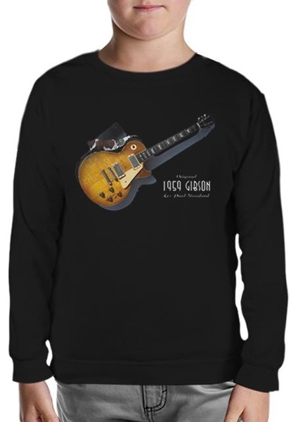 Gitar - Gibson - 1959 Siyah Çocuk Sweatshirt