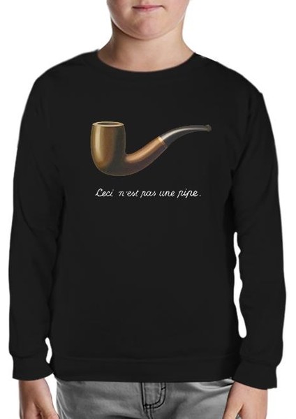 C'est Ne Pas Une Pipe Siyah Çocuk Sweatshirt