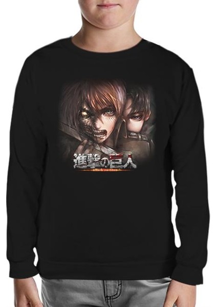 Attack On Titan Siyah Çocuk Sweatshirt