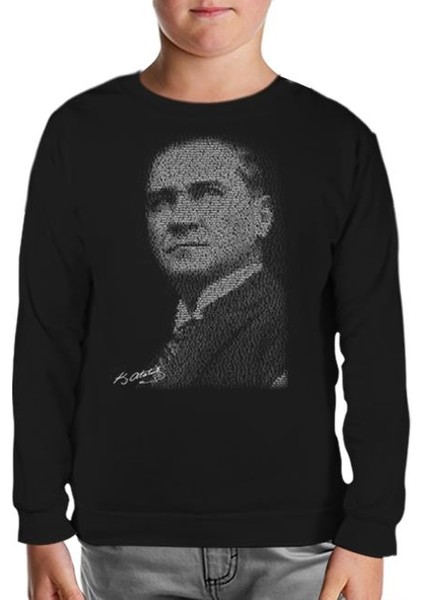 Atatürk - Gençliğe Hitabe Siyah Çocuk Sweatshirt
