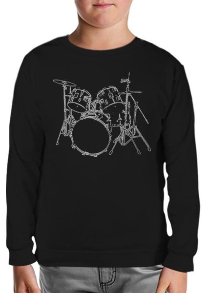 Drummer - Bateri Siyah Çocuk Sweatshirt