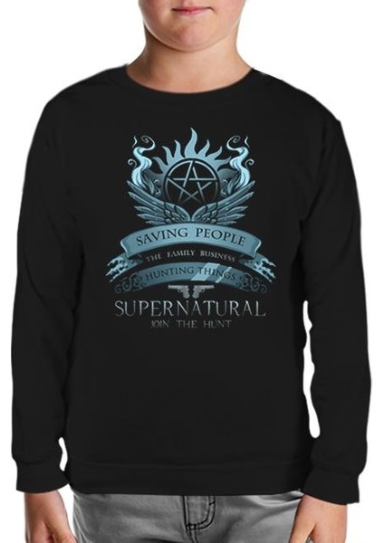 Supernatural - Join The Hunt Siyah Çocuk Sweatshirt