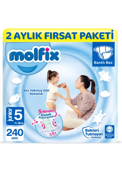 Bebek Bezi 5 Beden Junior 2 Aylık Fırsat Paketi 240 adet