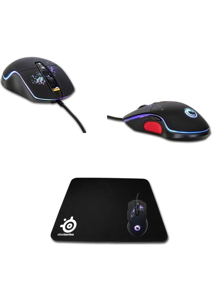 Owl 7200 Dpi 7d Sese Duyarlı Rgb Işıklı Makrolu Drag Click Mouse +Steelseries 40 x 30 Gaming Mouse Pad