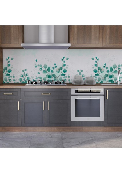 Mutfak Tezgah Arası Folyo Fayans Kaplama Folyosu Yeşil Yapraklar 60 x 500 fiyatları