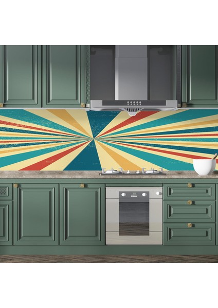 Mutfak Tezgah Arası Folyo Fayans Kaplama Folyosu Retro 60 x 300 modelleri