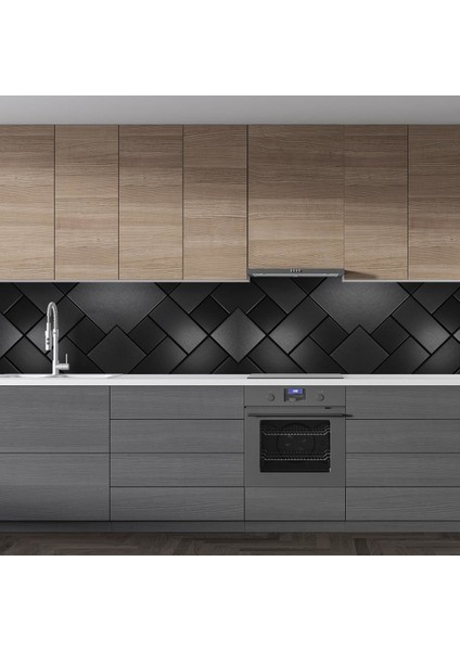 Mutfak Tezgah Arası Folyo Fayans Kaplama Folyosu Siyah Tasarım 60 x 400