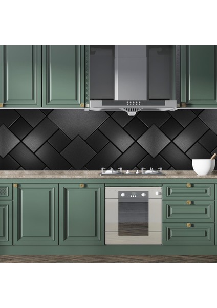 Mutfak Tezgah Arası Folyo Fayans Kaplama Folyosu Siyah Tasarım 60 x 400 modelleri