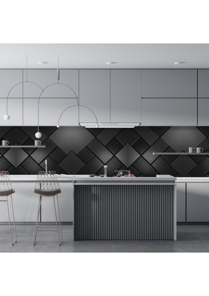 Mutfak Tezgah Arası Folyo Fayans Kaplama Folyosu Siyah Tasarım 60 x 400 fırsatları