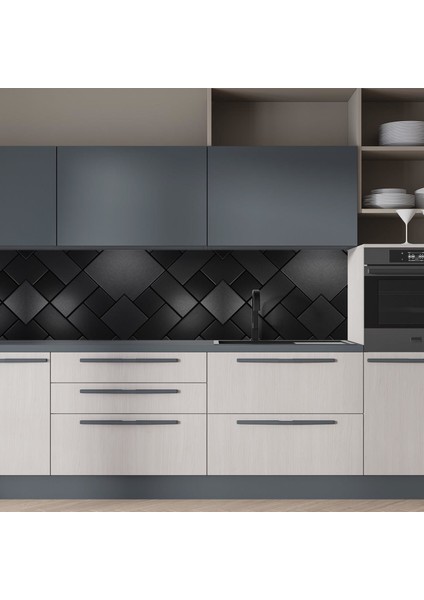 Mutfak Tezgah Arası Folyo Fayans Kaplama Folyosu Siyah Tasarım 60 x 400 indirimleri