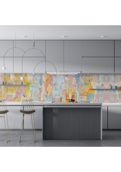 Mutfak Tezgah Arası Folyo Fayans Kaplama Folyosu Renkli Yağlıboya 60 x 300 fırsatları