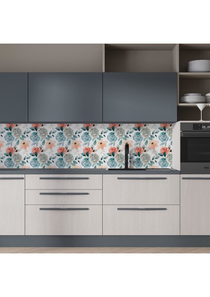 Mutfak Tezgah Arası Folyo Fayans Kaplama Folyosu Boyama Güller 60 x 400 indirimleri