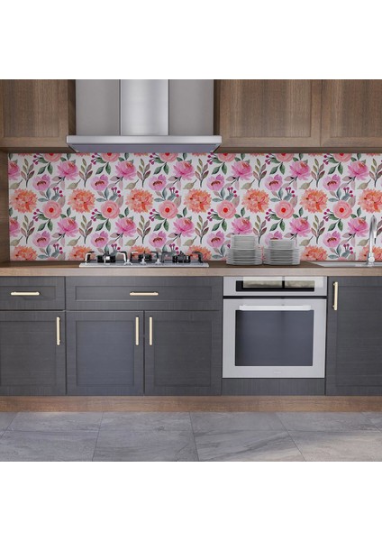Mutfak Tezgah Arası Folyo Fayans Kaplama Folyosu Renkli Çiçek 1. Model 60 x 200 fiyatları