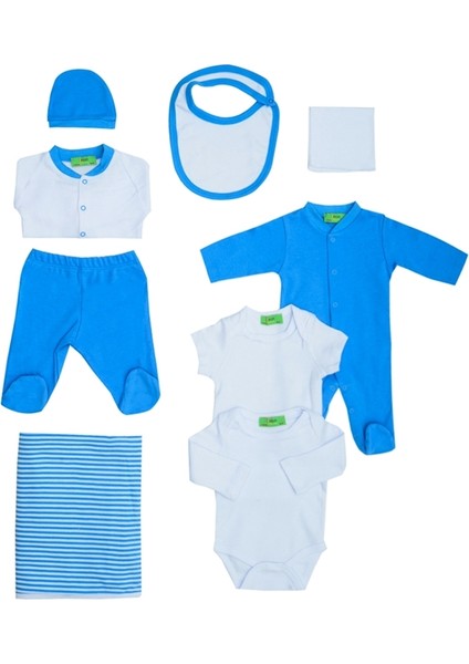 Limon 10 Parça Erkek Bebek Mavi Hastane Çıkışı Hediyelik Bebek Seti