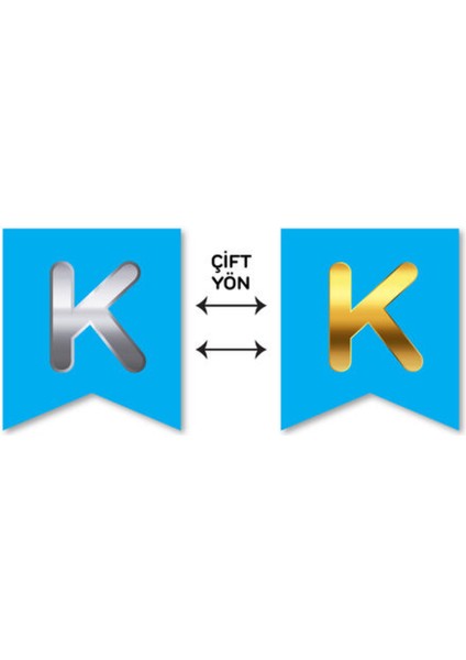 Çift Taraflı Harf Banner Gold/gümüş Mavi K