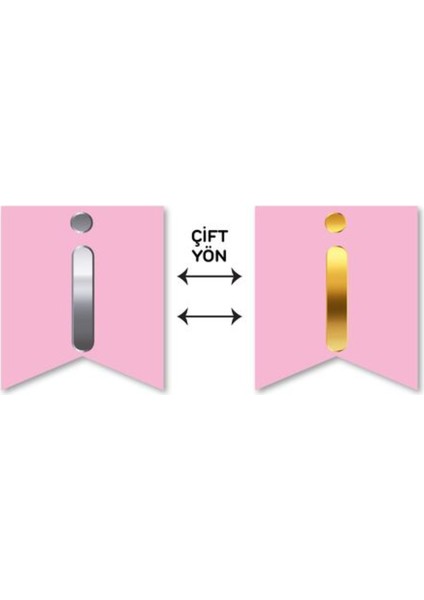 Çift Taraflı Harf Banner Gold/gümüş Pembe I