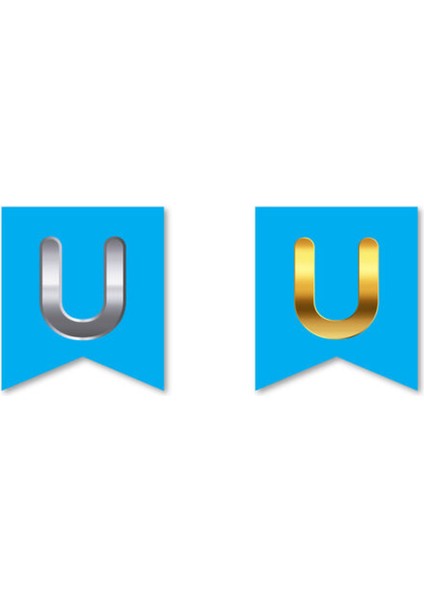 Çift Taraflı Harf Banner Gold/gümüş Mavi U