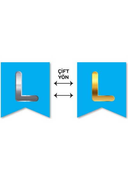 Çift Taraflı Harf Banner Gold/gümüş Mavi L