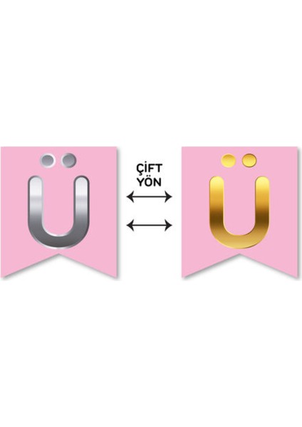 Çift Taraflı Harf Banner Gold/gümüş Pembe Ü