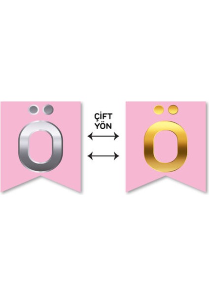 Çift Taraflı Harf Banner Gold/gümüş Pembe Ö