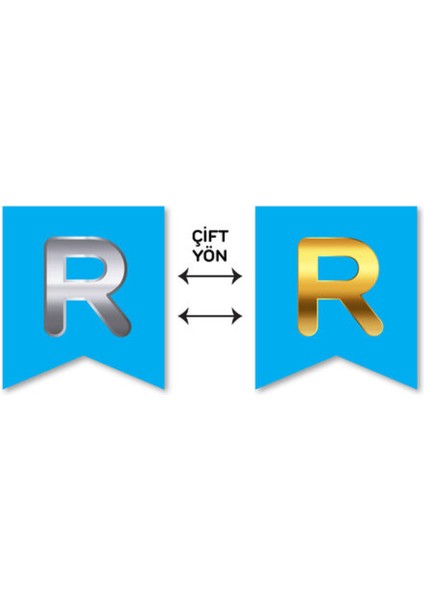 Çift Taraflı Harf Banner Gold/gümüş Mavi R