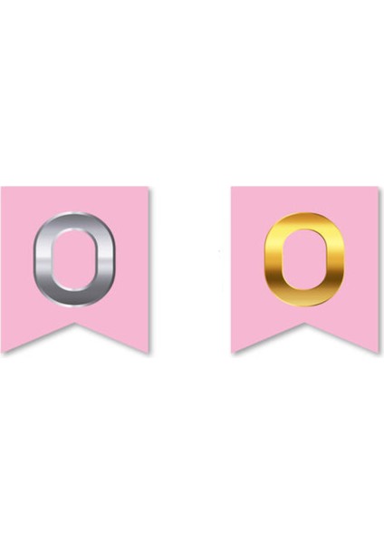 Çift Taraflı Harf Banner Gold/gümüş Pembe O