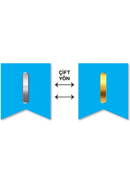 Çift Taraflı Harf Banner Gold/gümüş Mavi I