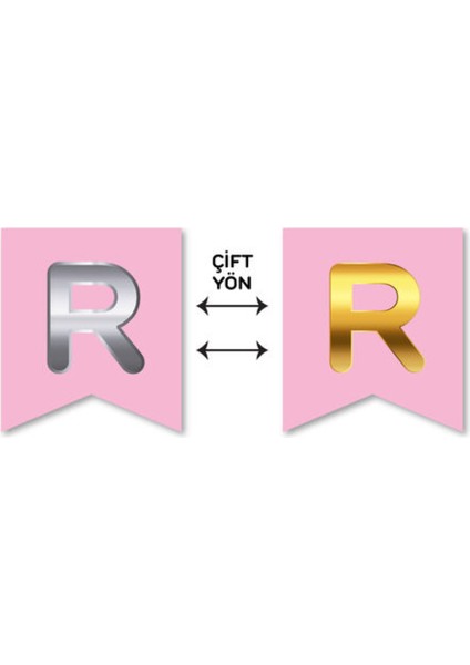 Çift Taraflı Harf Banner Gold/gümüş Pembe R