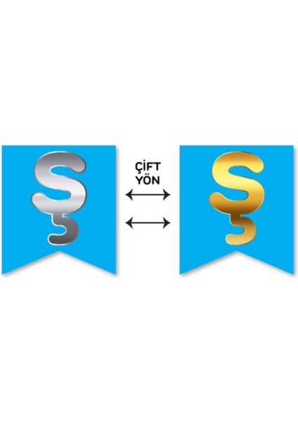 Çift Taraflı Harf Banner Gold/gümüş Mavi Ş