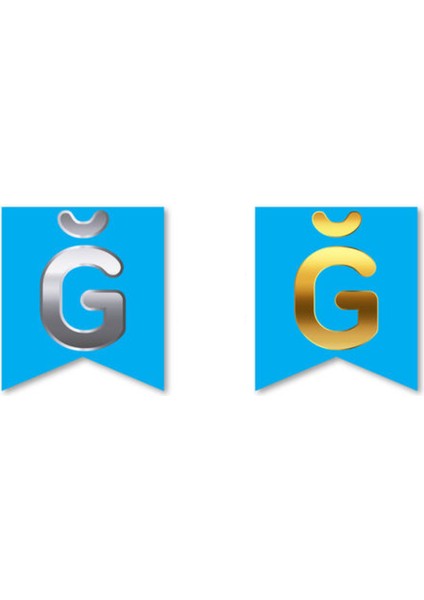 Çift Taraflı Harf Banner Gold/gümüş Mavi Ğ