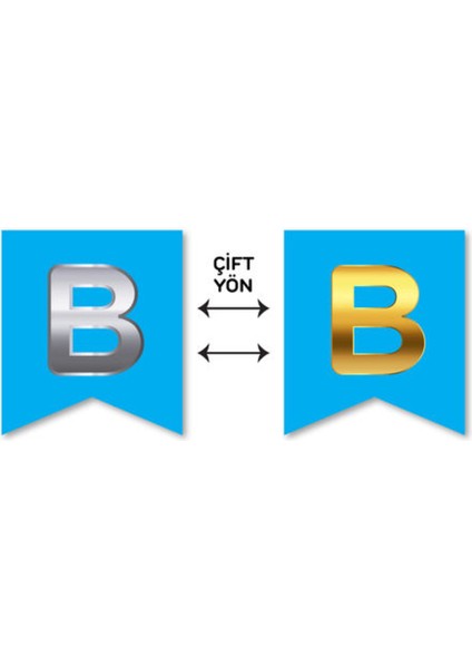Çift Taraflı Harf Banner Gold/gümüş Mavi B