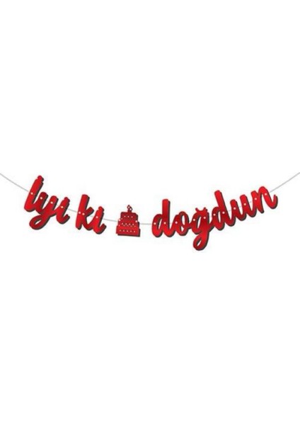 Kaligrafi Banner Iyiki Doğdun Kırmızı