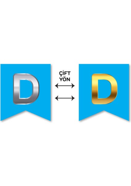 Çift Taraflı Harf Banner Gold/gümüş Mavi D